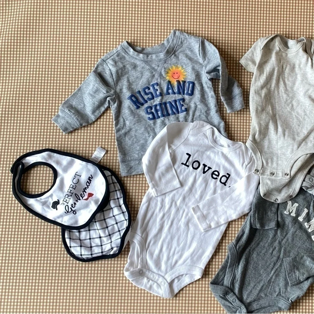Bundle of 8 pieces baby‎ boy clothes. LOVED/ RISE AND SHINE